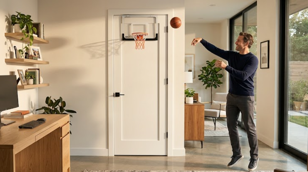 A Mini Basketball Hoop Makes Every Break More Active