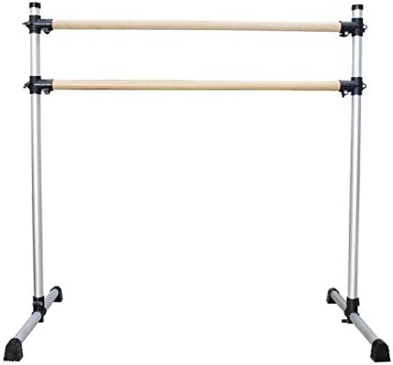 UMEKEN Wood/Aluminum/Steel Ballet Barre 4 Foot Portable Barre Bar Home Adjustable Freestanding Ballet Stretch Dance Bar for Kids Adult with Carry Bag