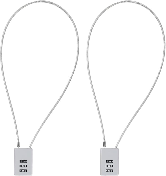 3 Digit Cable Combination Lock 20 inches Cable for School Gym Locker,Filing Cabinets,Helmet,Toolbox,Luggage Suitcase,knapsack,Grey 2Pack