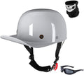 Vintage Retro Open Face Motorcycle Helmet Baseball Cap Half Helmets Men Women for Moped Cap Jet Scooter Street Cruiser with Mask Glasses - DOT Certified