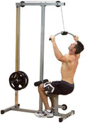 Powerline by Body-Solid LAT Pull Down Machine - Home Gym with High & Low Pulleys, Heavy Gauge Steel Construction, Includes LAT and Low Row Bars, Silver/Black