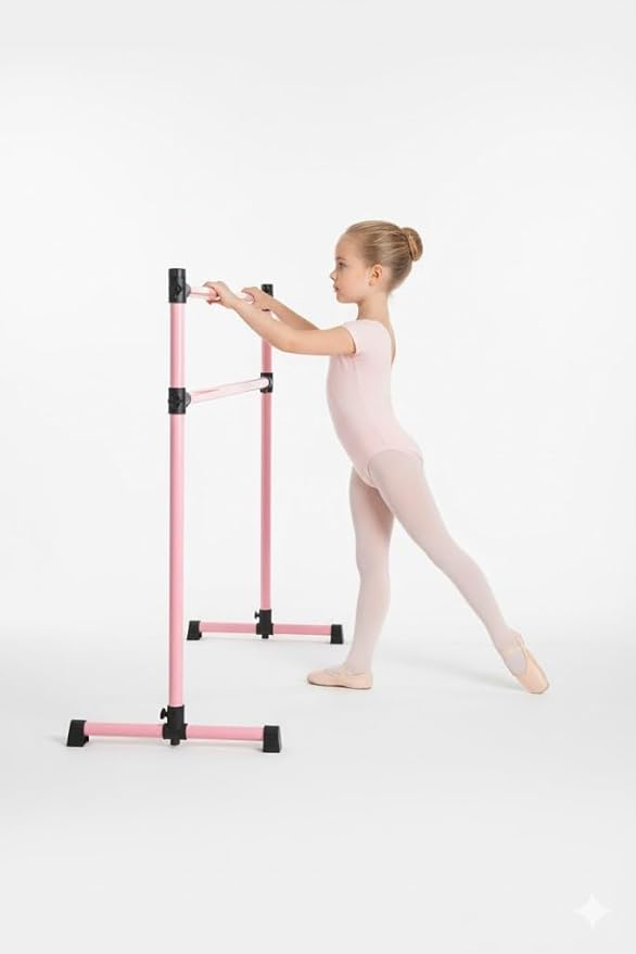 UMEKEN Wood/Aluminum/Steel Ballet Barre 4 Foot Portable Barre Bar Home Adjustable Freestanding Ballet Stretch Dance Bar for Kids Adult with Carry Bag