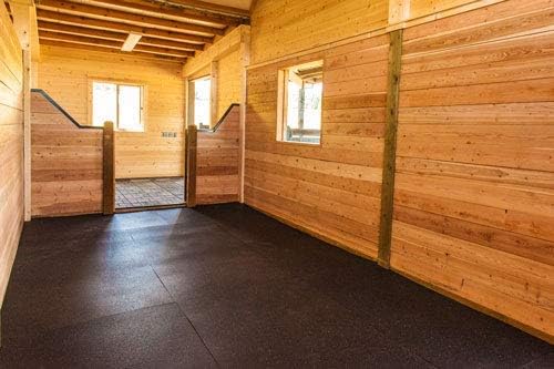American Floor Tiles - Heavy Duty Stall Tiles - Stable/Horse Tiles - Thick, Durable Rubber Flooring Solid Black 10' x 10' Set 1/2" Thick (25 Tiles Total)