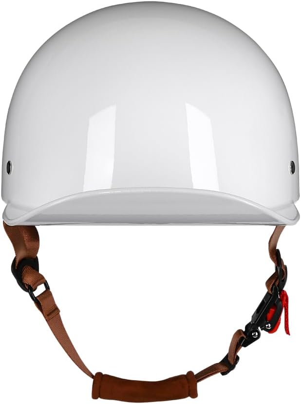 Vintage Retro Open Face Motorcycle Helmet Baseball Cap Half Helmets with pull-down Lens for Men Women Moped Cap Jet Scooter Street Cruiser - DOT Certified (White,Large)