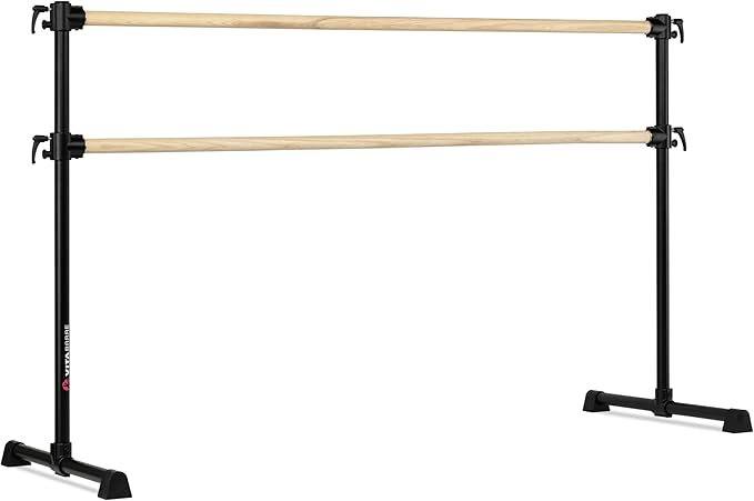 VITA Barre Portable Freestanding Double Ballet Barre, Professional | Adjustable Height, Made in USA, Home or Gym Exercise Equipment for Kids & Adults | Dance, Fitness, Pilates