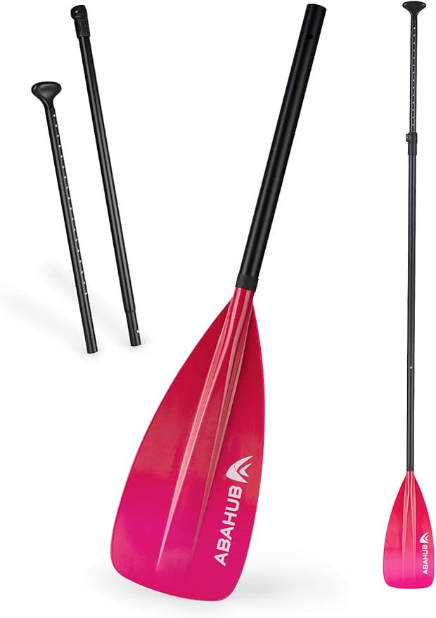 Abahub SUP Paddle - 3 Piece Adjustable Paddles - Lightweight Stand-up Paddle Oars for Paddleboard, Adjustable Aluminum Alloy Shaft 68" - 84", Black/Blue/Green/Orange/Red/Yellow Plastic Nylon Blade