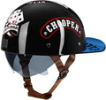 Vintage Retro Open Face Motorcycle Helmet Baseball Cap Half Helmets with pull-down Lens for Men Women Moped Cap Jet Scooter Street Cruiser - DOT Certified (Witch,XX-Large)