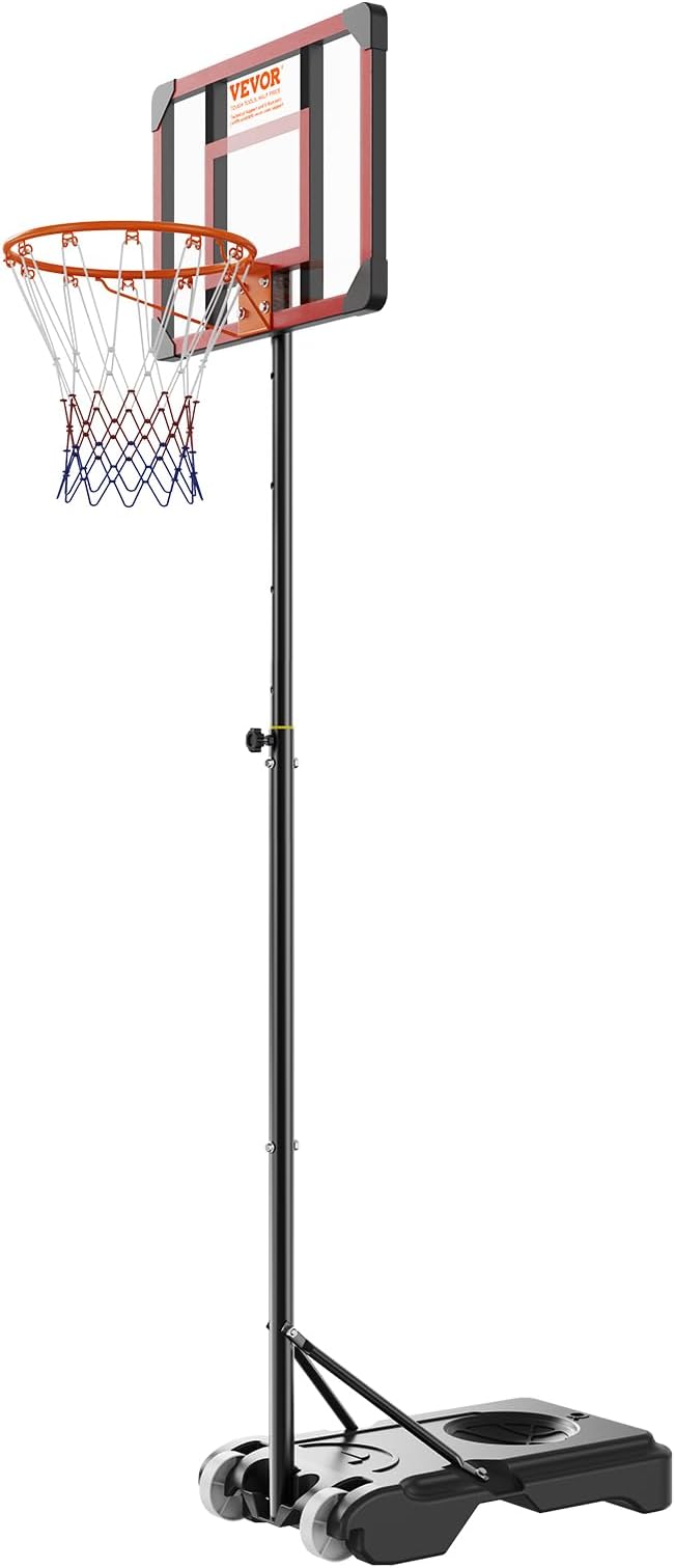 VEVOR Basketball Hoop/Rim, Adjustable Height Portable Backboard Court, Basketball Goal, Mobile Stand with Wheels Weighted Base, Youth&Adults, Outdoor/Indoor