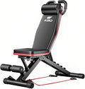 Adjustable Roman Chair for Home Gym – Foldable Back Extension Bench for Core, Hip & Lower Back Workout – Multi-Functional Hyperextension Bench with Tension Rope for Full-Body Exercise