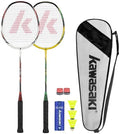 Kawasaki Badminton Set Professional Graphite Badminton Racket Lightweight & high Performance for Sports, Training and Entertainment Including 3 Badminton shuttlecocks & 2 overgrips & Carrying Bag
