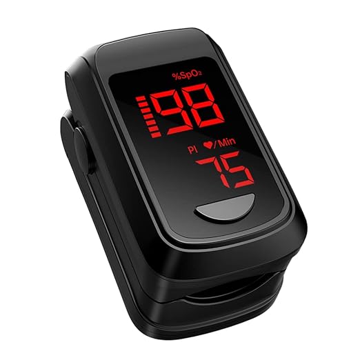 Pulse Oximeter Fingertip- Mini Oximeter Oxygen Saturation Monitor for SpO2/Heart Rate/PI, with Auto Graph Display