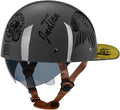 Vintage Retro Open Face Motorcycle Helmet Baseball Cap Half Helmets with pull-down Lens for Men Women Moped Cap Jet Scooter Street Cruiser - DOT Certified (Indian-Gray,X-Large)