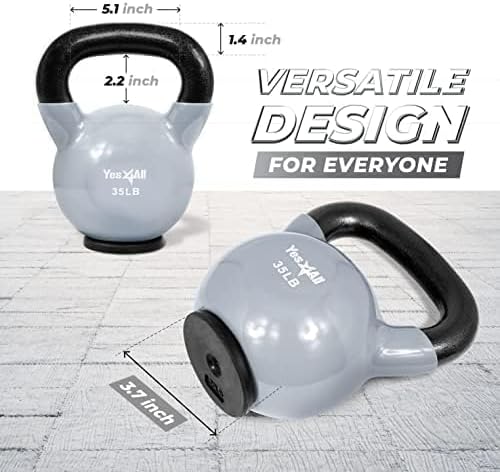 Yes4All Kettlebells Rubber Base, Kettlebell Set for Women, Strength Training Kettlebells Weights (10-65 lbs)
