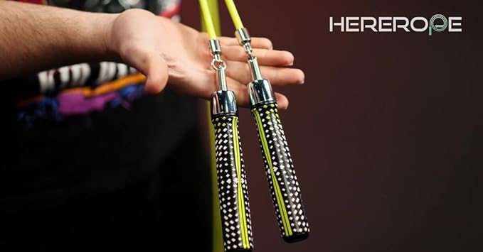 HEREROPE 1/4LB Weighted Jump Rope for Speed, Cardio, Boxing & Workout, Skipping Rope with Ball-bearing, Comfortable & Ergonomic Grip, Tangle Free Cable, Jump Ropes for Men Women Fitness