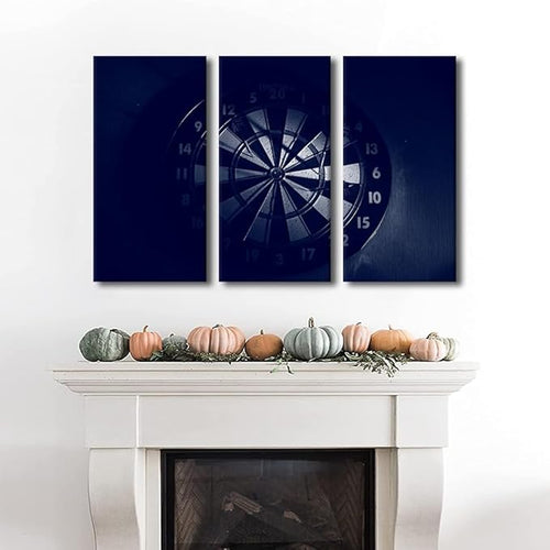3 Pieces Sports Theme Wall Decor Dart Plate in the Dark Pictures Canvas Wall Art for Home Decoration Paintings Prints Inspirational Wall Art Poster Home Decor Artwork Framed Ready to Hang(24"Wx36"H)