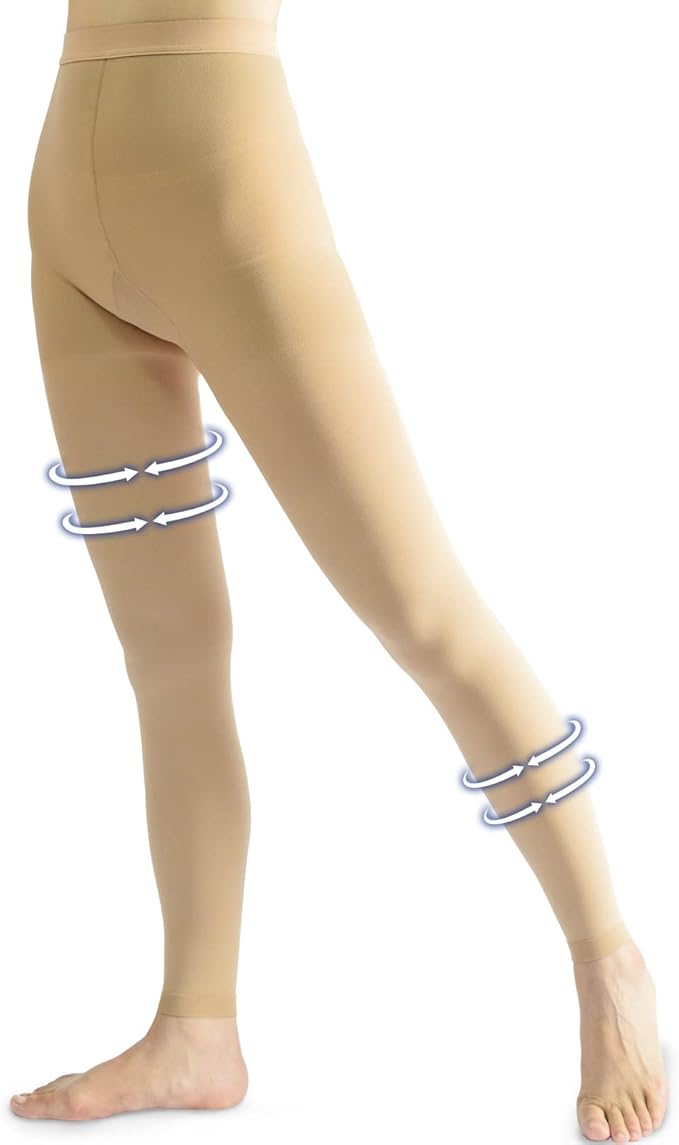 beister Medical Compression Pantyhose for Women & Men, 20-30mmHg Graduated Support Tights, Opaque Footless Waist High Compression Stockings & Leggings for Varicose Veins, Edema, Flight, DVT