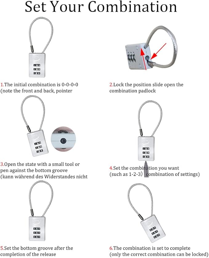 3 Digit Cable Combination Lock 12 inches Cable for School Gym Locker,Filing Cabinets,Helmet,Toolbox,Luggage Suitcase,knapsack,Grey 2Pack