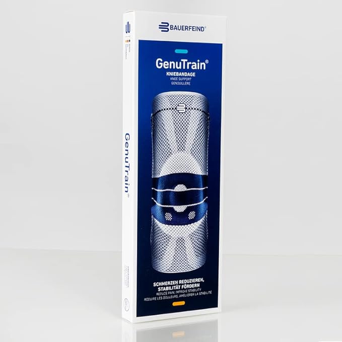 Bauerfeind - GenuTrain - Knee Brace - Targeted Support for Pain Relief and Stabilization of The Knee, Provides Relief of Weak, Swollen, and Injured Knees- Size 5 - Color Black