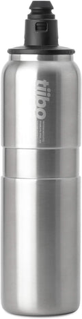 tiibo Vacuum Insulated Stainless Steel Bike Water Bottle, Double Wall, No-Squeeze, Fast Flow Sport Nozzle, Designed for Cycling, Biking, Fitness & Sports, Fits Most Bike Cages (Brushed, 23OZ)