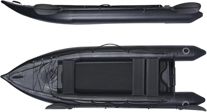 2 Person Inflatable Kayak Fishing PVC Kayak The Dimension 130'' *43'*11.8'' Inflatable Kayak Rescue Rubber Rowing Kayak with Pump Aluminum Alloy Seat Paddle Inflatable Mat, Repair Kit, Fin