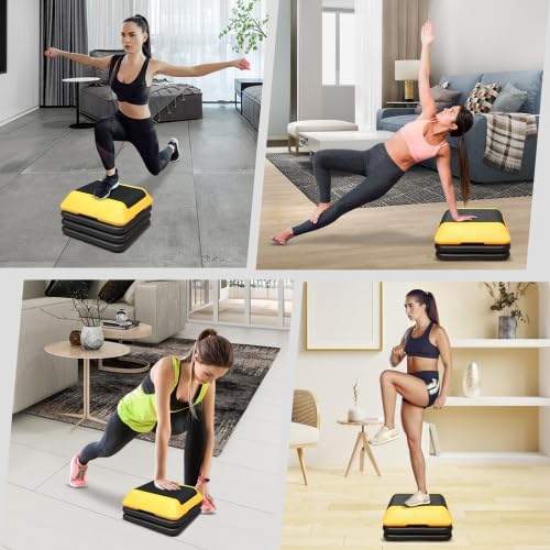 16" x 16" Height-Adjustable Step Aerobics Platform Fitness Equipment Stepper Trainer Exercise Step Platform with 4 Riser