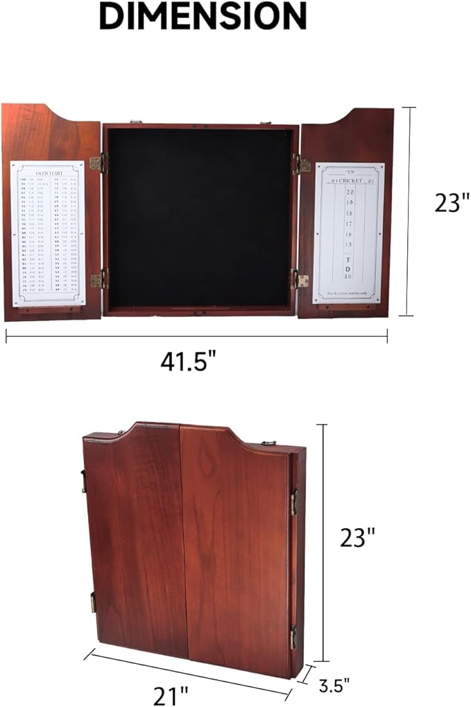 GSE Games & Sports Expert Professional Solid Wood Classic Official Size Dartboard Cabinet with Dart Scoreboard for Game Room. Dartboard & Darts Not Included