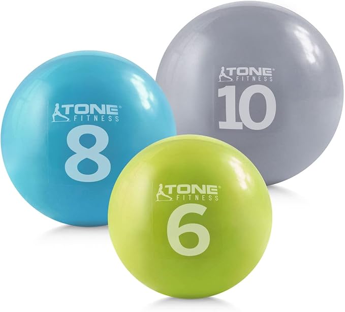 CAPHAUS Soft Weighted Exercise Ball, Weighted Toning Ball, Soft Medicine Balls for Exercise, Yoga, Pilates & Physical Therapy, 6, 8, 10 LB, Option Available in Single, Pair & Set with Rack