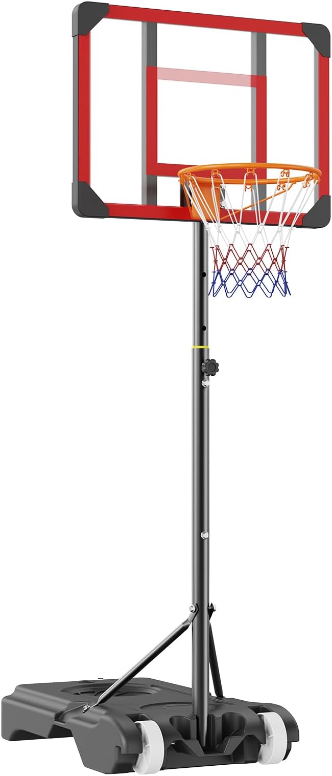VEVOR Basketball Hoop/Rim, Adjustable Height Portable Backboard Court, Basketball Goal, Mobile Stand with Wheels Weighted Base, Youth&Adults, Outdoor/Indoor