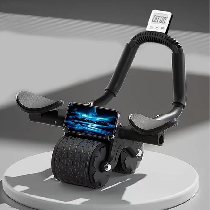 Bersauji 2025 New Ab Roller Wheel with Knee Mat &Timer, Automatic Rebound Abdominal Wheel, Ab Abdominal Exercise Roller with Elbow Support, Abs Workout Equipment Ab Exercise Roller for Women Men.