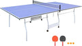 Professional Table Tennis Table, Foldable Ping Pong Game Set for Indoor, 8FT 9FT Single Player Playback Mode Ping Pong Table with Net and Post Set, 2 Paddles and 3 Balls