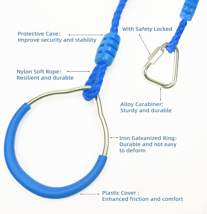 Ninja Ring Fitness Gymnastic Ring Climbing Bar Workout Outdoor Backyard Playground Training Equipment Play Set, Jungle Gym Fist Hanging Swing Monkey Bars Ninja Warrior Obstacle Course Trapeze Playsets