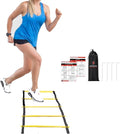 DELUXE EDITION Agility Ladder Training Set - 13 Rung 21ft Agility Ladder w/13 Disc Cones, Carry Bag - Improve Speed & Strength Soccer, Football, Basketball w/4 Steel Pegs for Outdoor Workout Charts