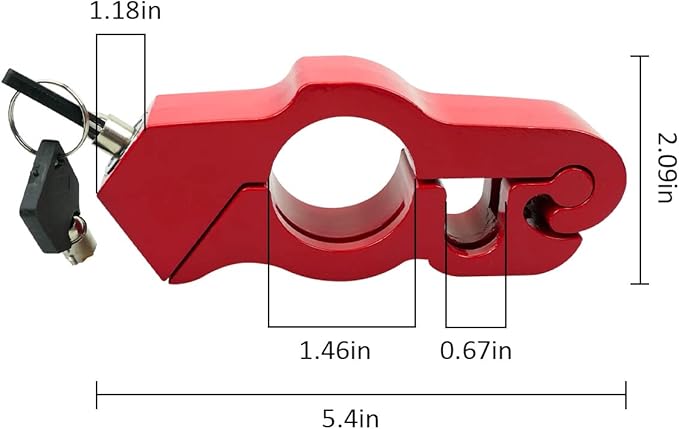 Lock Motorcycle, Heavy Duty Anti Theft Adjustable Bike Handlebar Lock with 2 Keys Protect Your Motorcycle Street ATV Red