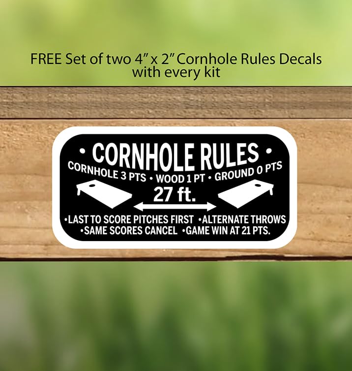 Cornhole Board Wraps Custom Family Name Wood and Trees Theme #725 - Cornhole Skins | Cornhole Graphic Decals - Includes Application Squeegee - Set of (2) 25" x 49” 3M Vinyl Wraps with Gloss Laminate