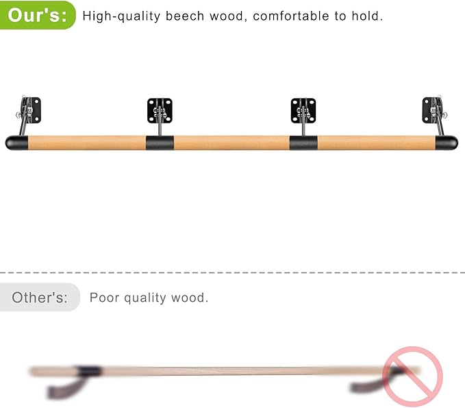 Kipika Wall Mounted Traditional Solid Wood Ballet Barre System, Freestanding Ballet Barre, Stretch/Dance Bar for Home Workout Dance Equipment, Durable Metal Support, Height Adjustment