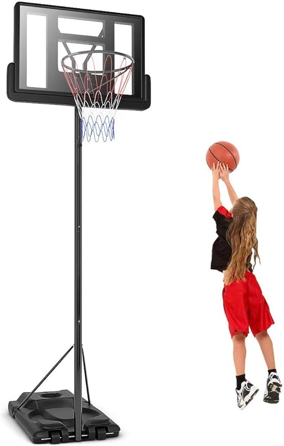 Giantex Portable Basketball System, Height Adjustable 8.5-10 Ft Outdoor Indoor Basketball Stand for Kids Youth, 39 Inch Backboard