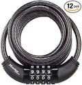Master Lock Black Set Your Own Combination Bike Lock, Metal Cable Lock has a Weather Resistant Vinyl Coating for Outdoor Equipment, Bicycles, 6 Feet Long, 8114D (Pack of 12)