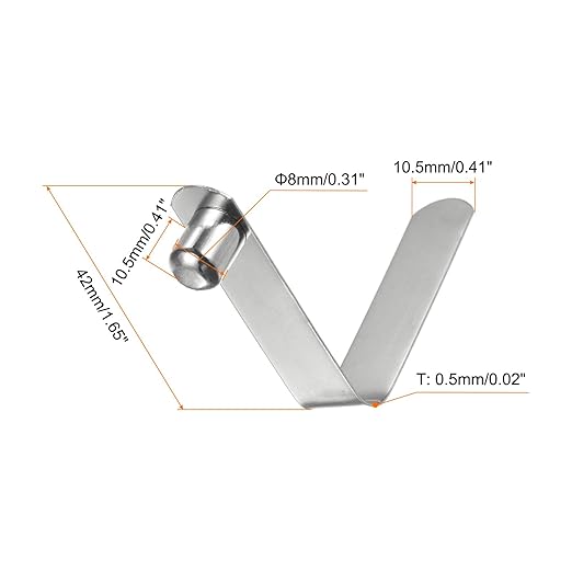 HARFINGTON 30pcs Single Button Kayak Paddle Snap Spring Clip 8x10.5x42mm 65Mn Spring Steel V-Shaped Solid Lift Telescopic Locking Tube Pole Clips for Tent Umbrella Camping