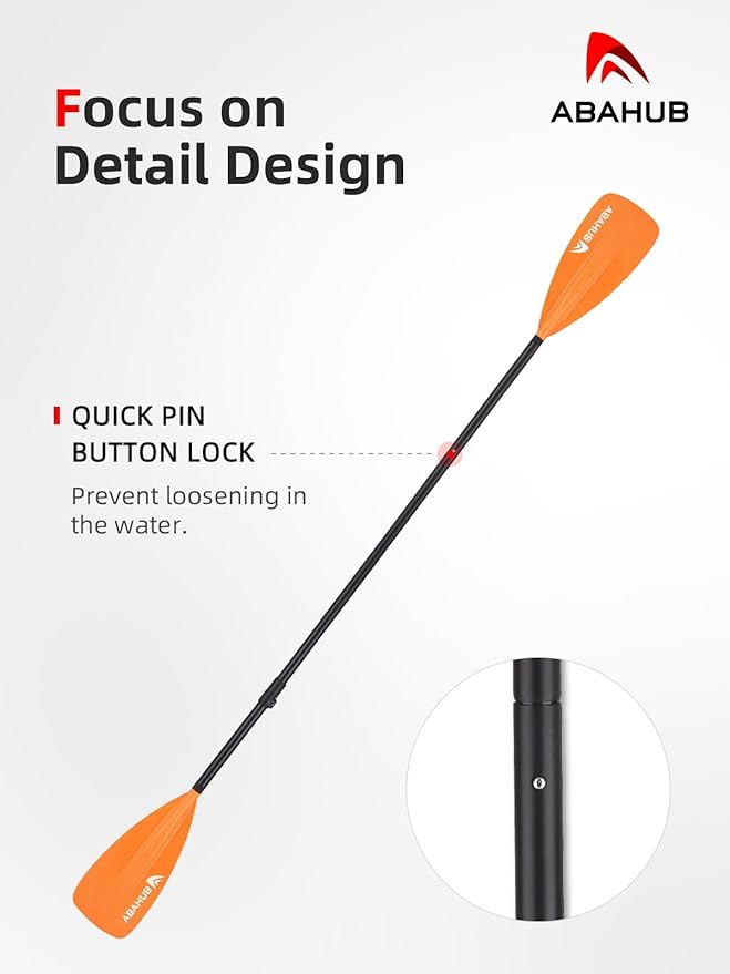 Abahub SUP Paddle - 3 Piece Adjustable Paddles - Lightweight Stand-up Paddle Oars for Paddleboard, Adjustable Aluminum Alloy Shaft 68" - 84", Black/Blue/Green/Orange/Red/Yellow Plastic Nylon Blade