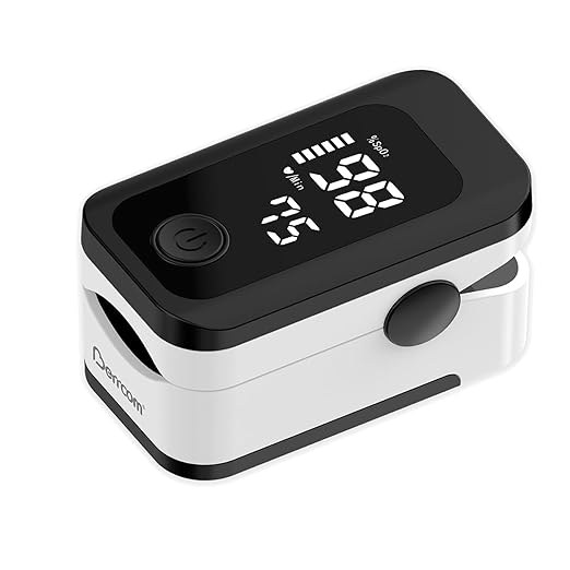 Berrcom Finger Pulse Oximeter for Adults, Accurate SpO2 & Pulse Rate Monitor with LED Display & Lanyard Included