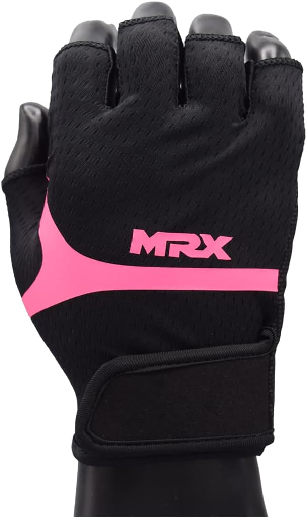 MRX Weight Lifting Gloves for Women Breathable Workout Gloves Anti Slip Padded Shock-Absorbing Extra Grip Palm Protection Half Finger Exercise Gloves for Gym, Cycling, Training, Weightlifting, Size : Medium
