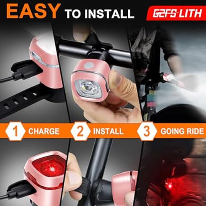 Mini Bike LightNew 5+5 Mode IPX6 Waterproof, Type-C Rechargeable, Suitable for Night Riding, with high Brightness Front and Rear,Headlight Taillight for Men Women Kids Road Mountain