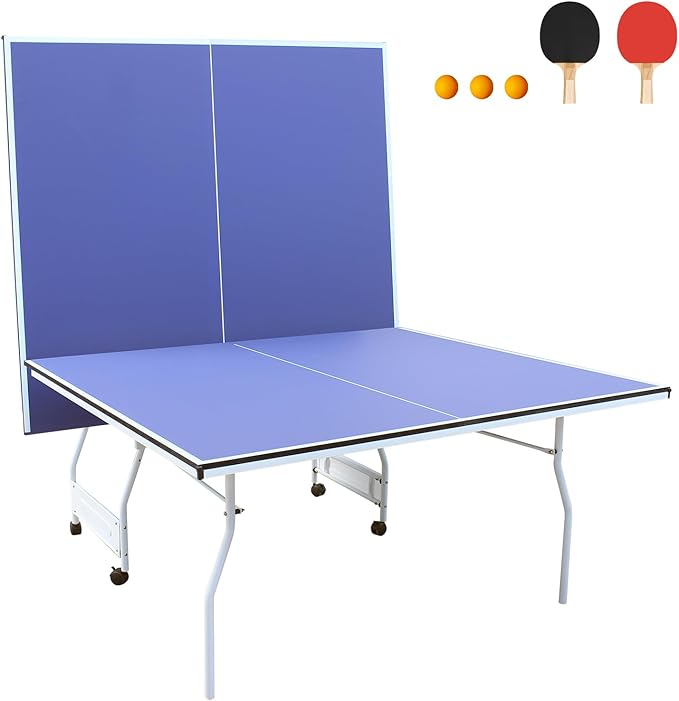 Foldable Ping Pong Table Portable 4.5FT/6 FT/9FT Table Tennis Table Foldable for Indoor Outdoor Games - Quick Assembly