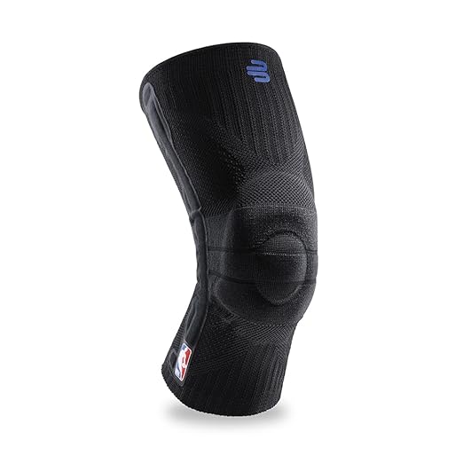 Bauerfeind Sports Knee Support NBA - Officially Licensed Basketball Knee Brace - Relief and Stabilization - Targeted Compression - Lightweight & Durable - Black, Small