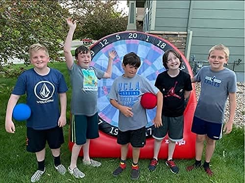 Giant Inflatable 6ft Tall Kick & Throw Darts Game | Soccer Darts Inflatable Dart Board with 6 Kick Balls, 6 Tennis Balls & Pumps | Perfect for Giant Yard Games, Giant Inflatable Games & Carnival Games