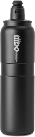 tiibo Vacuum Insulated Stainless Steel Bike Water Bottle, Double Wall, No-Squeeze, Fast Flow Sport Nozzle, Designed for Cycling, Biking, Fitness & Sports, Fits Most Bike Cages (Black, 23OZ)