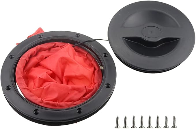 8Inch Hatch Kit, Deck Hatch with Waterproof Bag and Fasteners for Kayak Boat Fishing Rigging（Black）