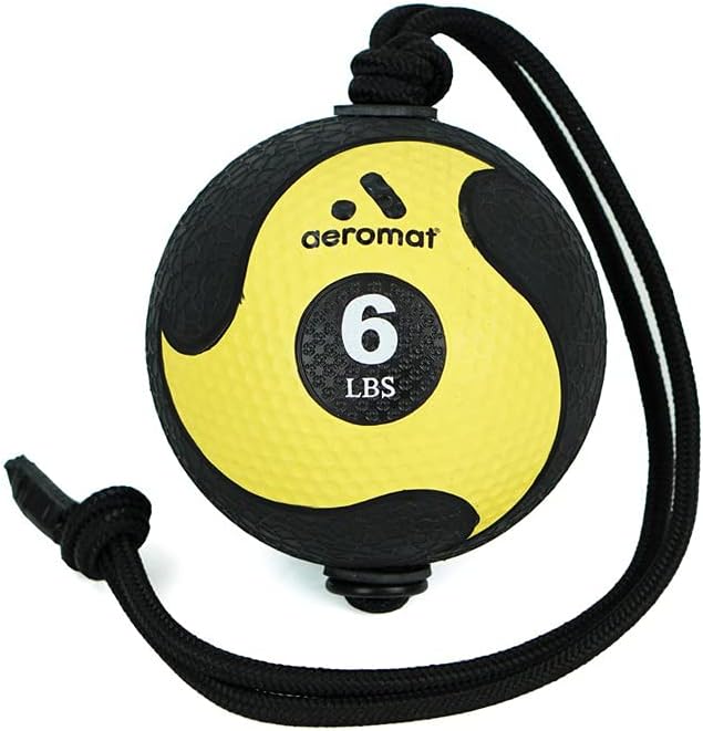 AEROMAT Elite Power Rope Medicine Ball for Core Strength/Rotational Movements Training - Weights Color-Coded