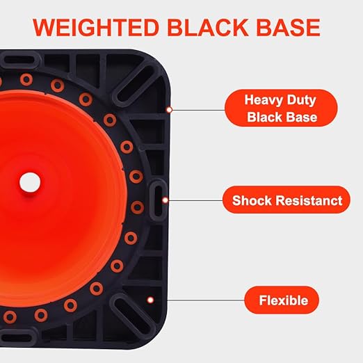 (6 Pack) BESEA 28” inch Traffic Safety Cones Orange Road Parking Cones Heavy Duty Construction Cone Structurally Stable for Traffic Control at Public Place