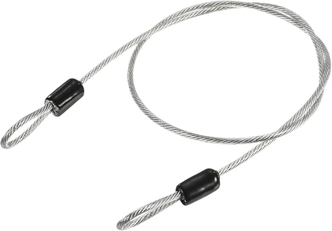 MECCANIXITY Security Steel Cable Lock, Safety Cable Flexible Wire Rope Luggage Lock 1.6feet 2.5mm Vinyl Coated Braided Steel with Double Loop for Bike Bicycle U-Lock Padlock Transparent